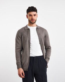Mid Grey Cashmere Blend Zip Cardigan