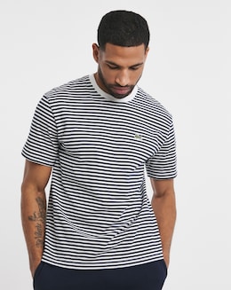 Lacoste Classic Short Sleeve Stripe T-Shirt - Navy/ White