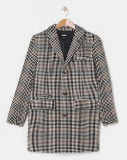 Wool Mix Check Over Coat - Image