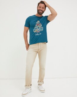 FatFace Teal StackedT-Shirt