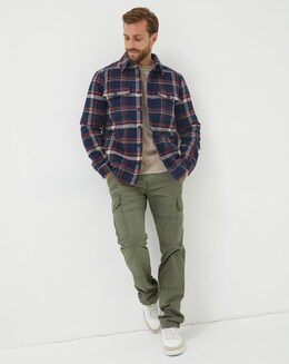 FatFace Navy Check Overshirt