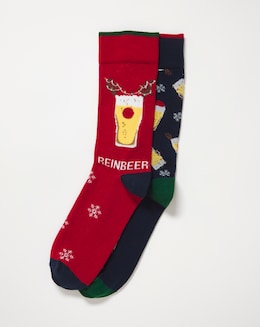 2 Pack Christmas Beer Socks