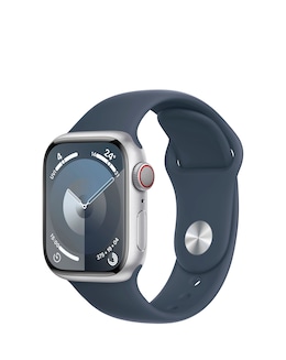 Apple Watch Series 9 Cellular 41mm Silver Aluminium Case, Blue Sport Band - M/L