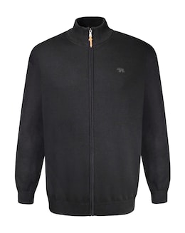 D555 Big &amp; Tall Franco-1 Classic Zip Through Knitted Sweater - Black