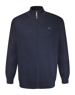 D555 Big &amp; Tall Franco-2 Classic Zip Through Knitted Sweater - Navy