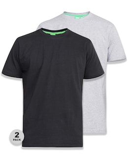 D555 Fenton Two Pack Black/Grey Crew Neck T-shirts