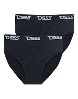 D555 Thompson Black Pack Of 2 Y Front Cotton Briefs