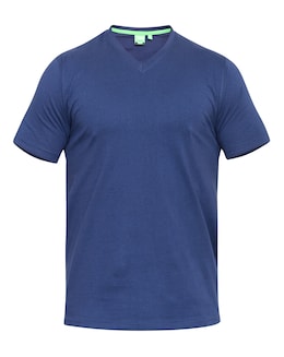 D555 Big &amp; Tall Signature Premium Weight Combed Cotton V Neck T-Shirt - Navy