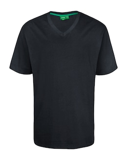 D555 Big &amp; Tall Signature Premium Weight Combed Cotton V Neck T-Shirt - Black