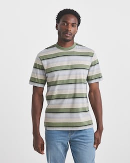 Union Yarn Dyed Stripe T-Shirt -Khaki