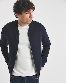 Tommy Hilfiger Structure Knit Baseball Jacket - Navy