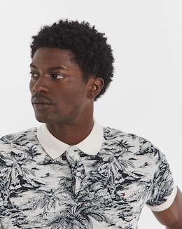 Tommy Hilfiger Printed Linen Mix Polo - Navy