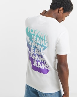 Tommy Jeans Short Sleeve Stack Backprint T-Shirt - Ecru