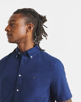 Tommy Hilfiger Short Sleeve Garment Dyed Oxford Shirt - Navy