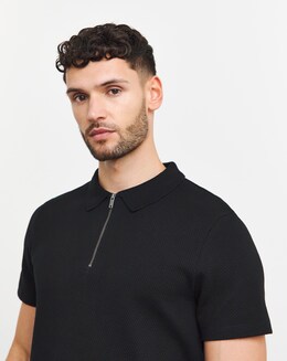 Mercerised Zip Neck Polo Long