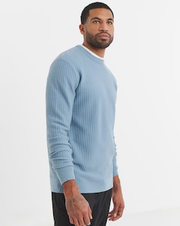 Blue Textured Soft Touch Jumper - Image