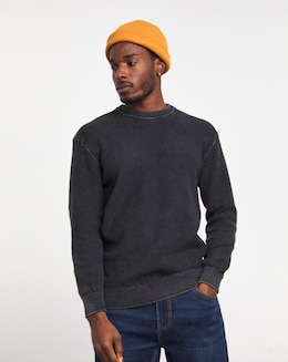 Grey Pigment Dyed Slouch Knitted Jumper