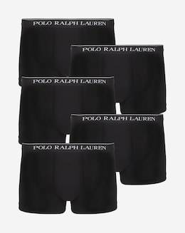 Polo Ralph Lauren Black 5 Pack Logo Waistband Trunks