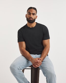 Heavyweight Crew Neck T-Shirt Long Length- Black
