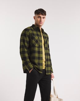 Double Pocket Long Sleeve Check Flannel Shirt