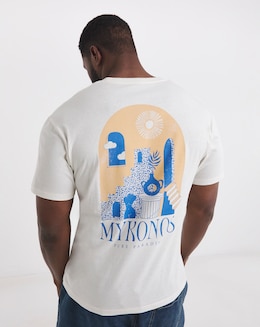 Jack &amp; Jones Mykonos Back Graphic T-Shirt - Cream