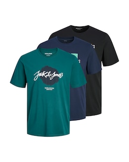 Jack &amp; Jones Tiley Logo T-Shirt 3 Pack - Multi