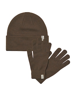 Jack &amp; Jones Cooper Beanie &amp; Glove Set With Gift Box - Brown
