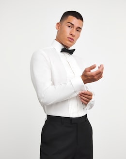 Cotton Poplin Dinner Shirt Set With Bow Tie