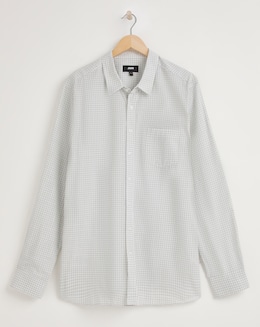 Grey Long Sleeve Gingham Cotton Shirt