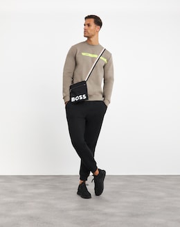 BOSS Light Green Stripe Logo Crew Sweat