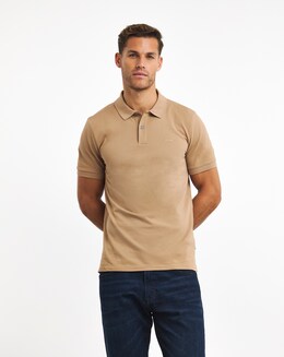 BOSS Beige Short Sleeve Jersey Polo