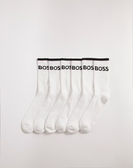BOSS 6 Pack White Logo Sport Sock