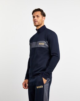BOSS Navy Lounge Zip Through Sweat