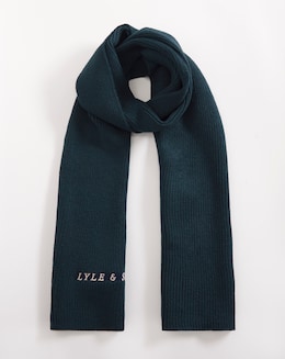 Lyle &amp; Scott Navy Logo Ribbed Scarf