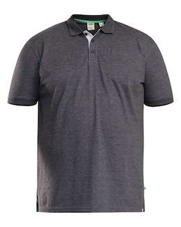 D555 Big &amp; Tall Grant Fully Combed Pique Polo Shirt with Pocket - Charcoal