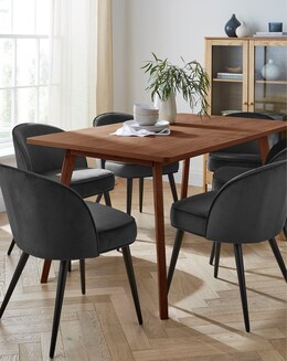 Oslo Table with 6 Emilie Velvet Chairs - Image