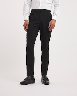 Black Tapered Pleat Front Trouser