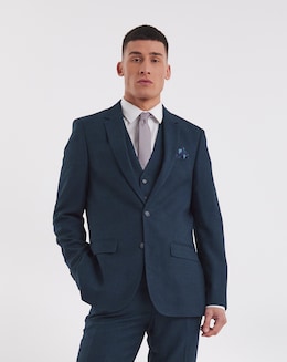 Navy Regular Fit Stretch Suit Jacket Short