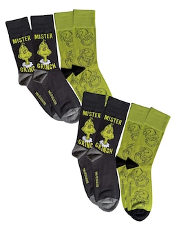 Mens 4pk The Grinch Socks