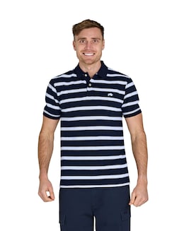 Raging Bull Classic Triple Stripe Birdseye Polo Navy