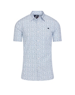 Raging Bull Short Sleeve Floral Cotton Poplin Shirt Sky Blue