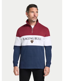 Raging Bull Cut &amp; Sew Quarter Zip Navy/Red