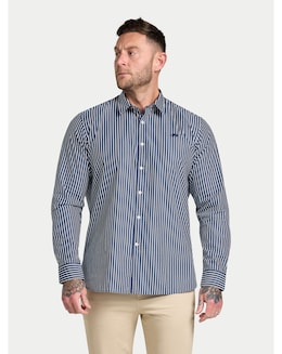 Raging Bull L/S Classic Poplin Stripe Shirt  Navy