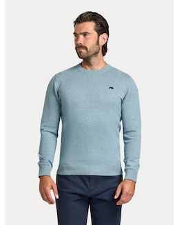 Raging Bull Classic Crew Neck Cotton/Cashmere Knit Green Marl