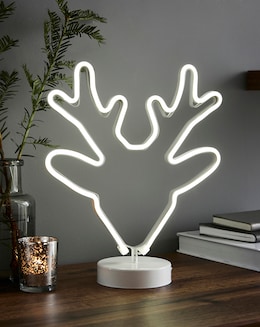 White Neon Reindeer Light