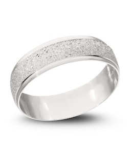 9 Carat White Gold Sparkle D Shape 6mm Wedding Band