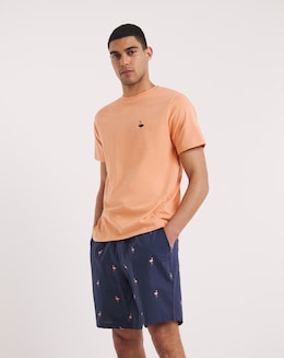 Jersey Tee and Woven Shorts Flamingo Pyjama Set