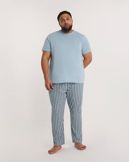 Jersey Tee and Woven Stripe Trouser PJ Set