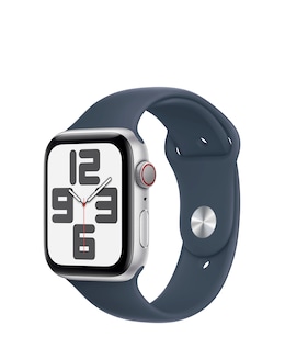 Apple Watch SE Cellular 44mm Silver Aluminium Case, Storm Blue Sport Band - M/L
