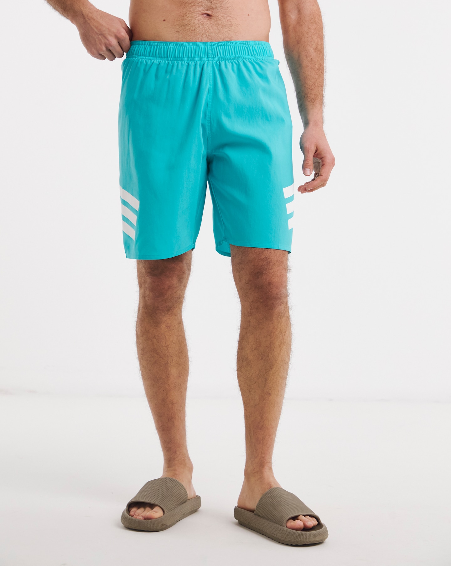 New In - adidas Icon 3 Stripes 8 Inch Swim Shorts